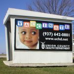 A government ad on a bus shelter